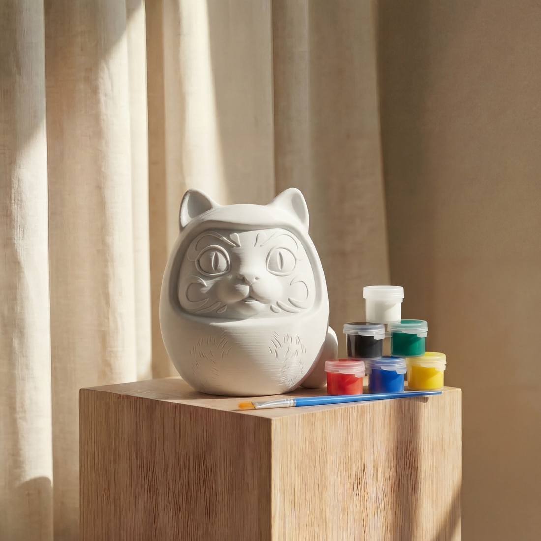 Figurine chat KURI-8 à peindre, illustration du guide pour débuter